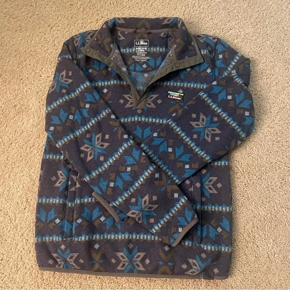Patterned Bean fleece pullover